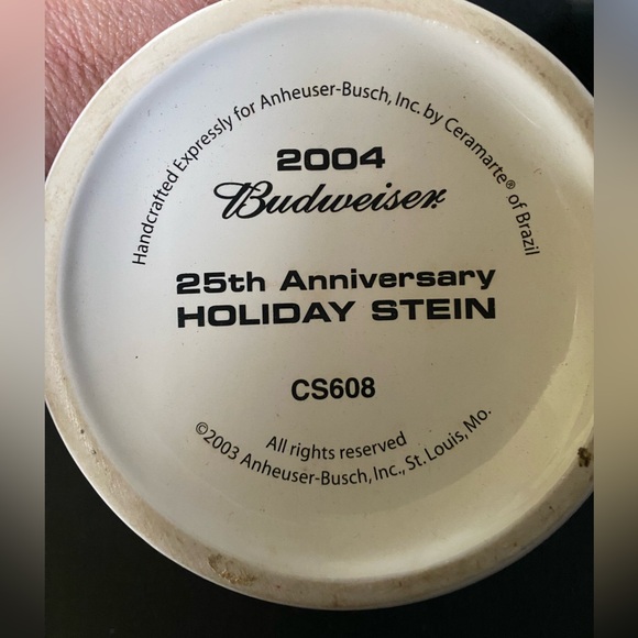 2004 25th Anniversary Budweiser Holiday Stein w/Clydesdales, Anheuser-Busch, Inc - Picture 5 of 9